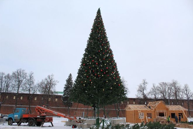 На площади Минина и Пожарского начали украшать елку - фото 7