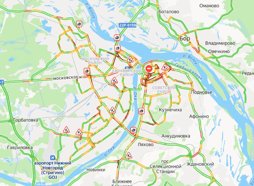 Девятибалльные пробки сковали Нижний Новгород вечером 24 октября