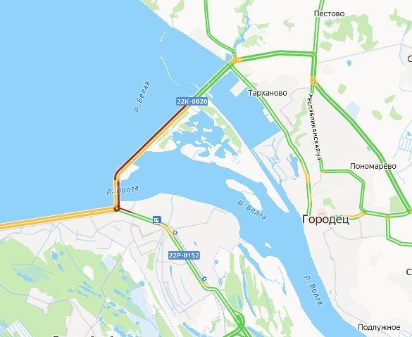 Огромная пробка образовалась на Городецкой дамбе в Нижегородской области - фото 1