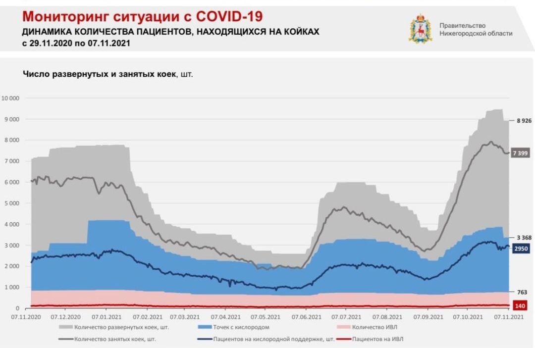 Свыше семи тысяч коек занято коронавирусными пациентами в Нижегородской области