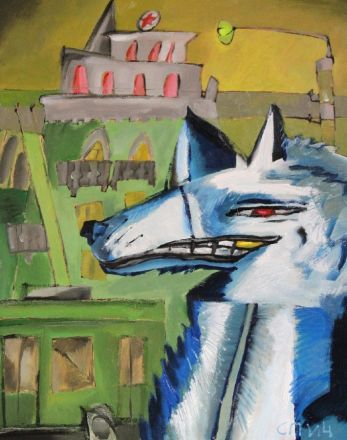 Дзержинский художник посвятил картину синей собаке - фото 3